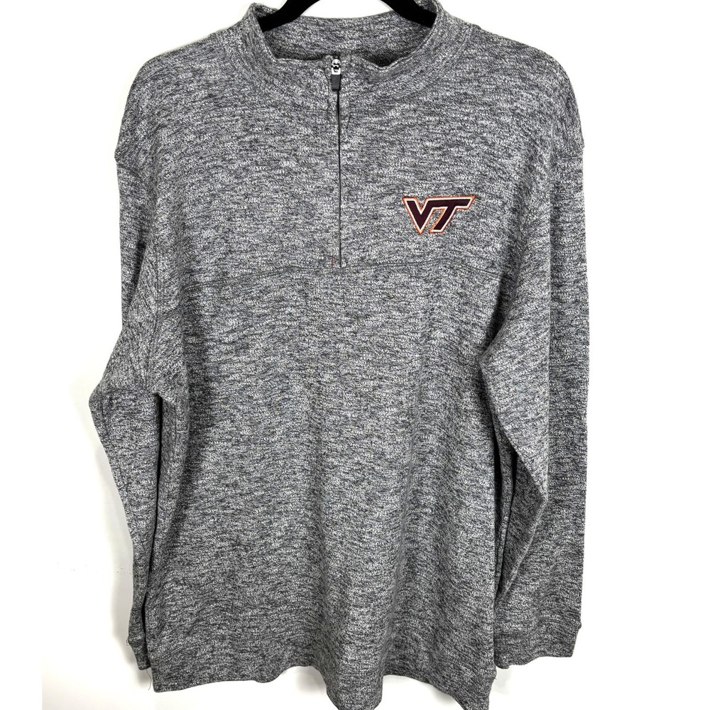 Colosseum Men's Virginia Tech Gray Heathered Long Sleeve Sweater XXL